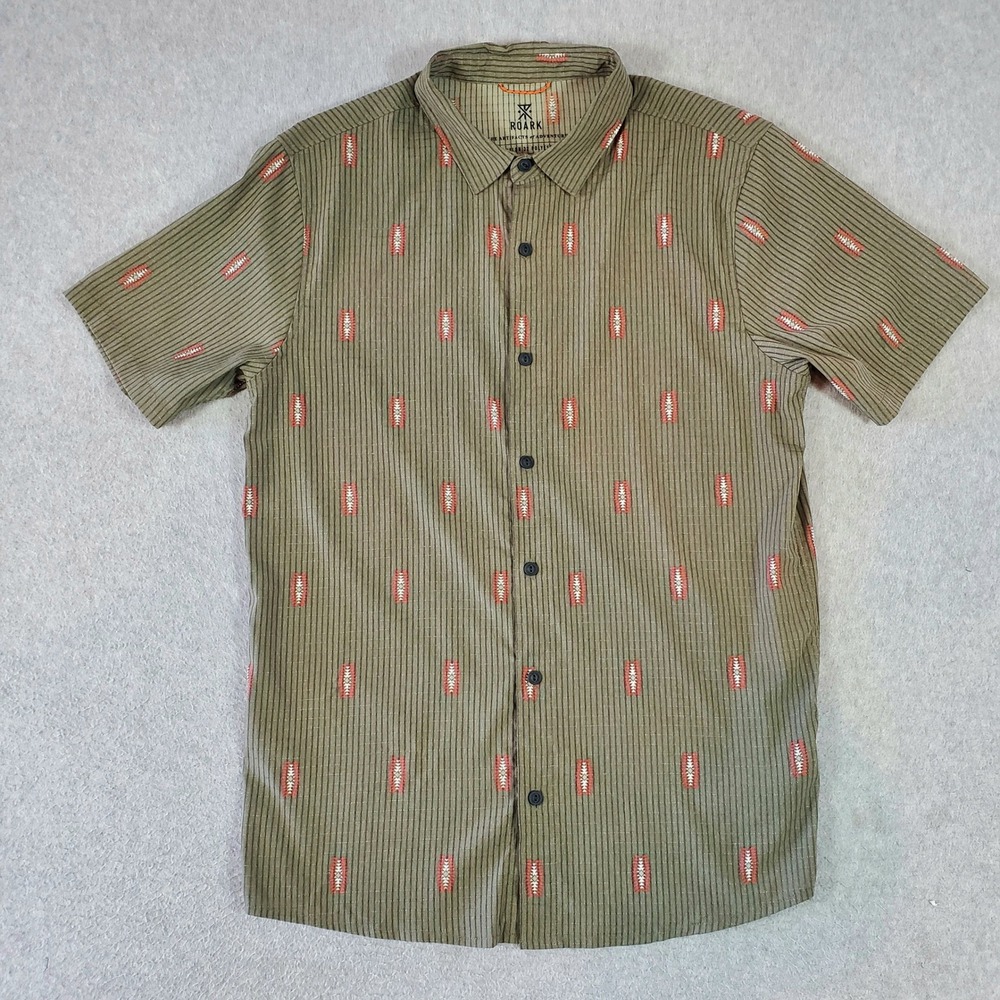 Roark Artifacts of Adventure Mens Small Olive Southwestern Button Down Shirt